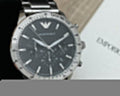 Emporio Armani Mario Chronograph Black Dial Silver Steel Strap Watch For Men - AR11241