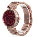 Michael Kors Skylar Maroon Dial Rose Gold Steel Strap Watch for Women - MK6086