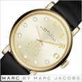 Marc Jacobs Baker Gold Dial Black Leather Strap Watch for Women - MBM1399