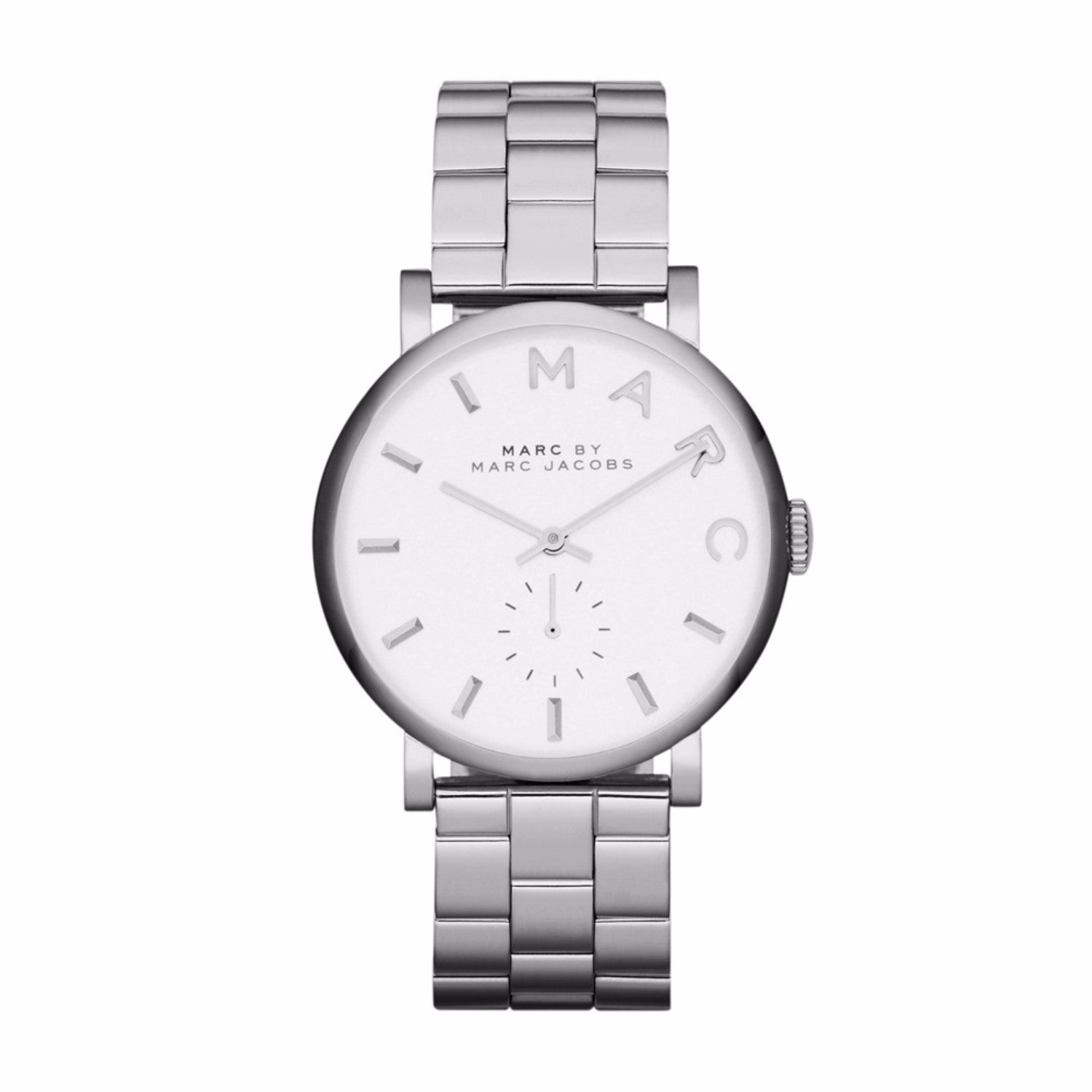 Marc Jacobs Baker White Dial Silver Steel Strap Watch for Women - MBM3242