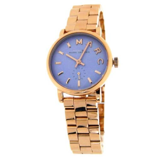 Marc Jacobs Mini Baker Blue Dial Rose Gold Steel Strap Watch for Women - MBM3285