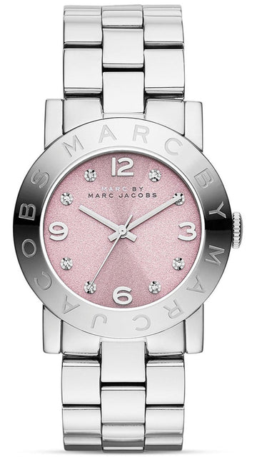 Marc Jacobs Amy Life Pink Dial Silver Steel Strap Watch for Women - MBM3300