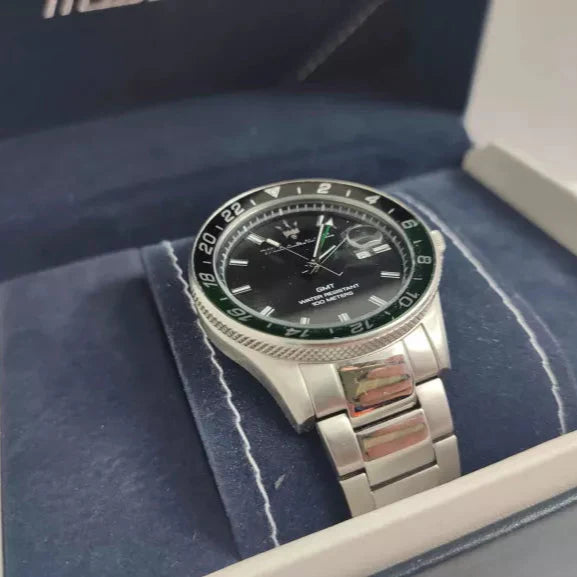 Maserati SFIDA Chronograph Black Dial Silver Steel Strap Watch For Men - R8853140005