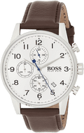 Hugo Boss Navigator White Dial Brown Leather Strap Watch for Men - 1513495