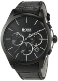 Hugo Boss Onyx Black Dial Black Leather Strap Watch for Men - 1513367