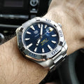 Tag Heuer Aquaracer Calibre 5 Automatic Blue Dial Silver Steel Strap Watch for Men - WAY2012.BA0927