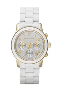 Michael Kors Runway Chronograph White Dial White Steel Strap Watch for Women - MK5145