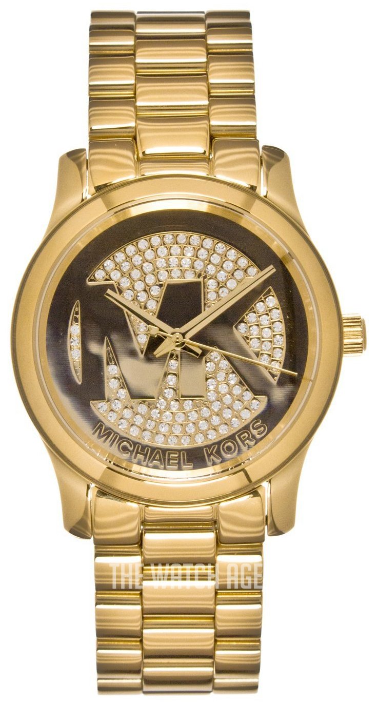 Michael Kors Runway Quartz Gold Dial Gold Steel Strap Watch For Women - MK5852