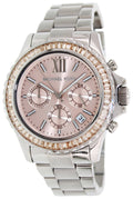 Michael Kors Everest Chronograph Gold Dial Silver Steel Strap Watch For Women - MK5870