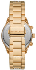 Michael Kors Layton Chronograph Gold Dial Gold Steel Strap Watch For Women - MK6977