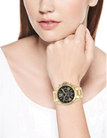 Michael Kors Bradshaw Black Dial Gold Steel Strap Watch for Women - MK5739