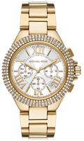 Michael Kors Camille Chronograph White Dial Gold Steel Strap Watch For Women - MK6994