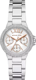 Michael Kors Camille Chronograph White Dial Silver Steel Strap Watch For Women - MK7198