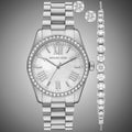 Michael Kors Lexington Crystals Mother of Pearl White Dial Silver Steel Strap Watch for Women - MK1087