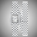 Michael Kors Emery Pave Double Wrap White Dial Silver Steel Strap Watch for Women - MK4834