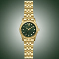 Michael Kors Lexington Pave Three-Hand Green Dial Gold Steel Strap Watch for Women - MK4842