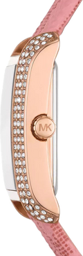 Michael Kors Emery Quartz Diamonds Red Dial Pink Leather Strap Watch For Women - MK2966