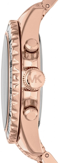 Michael Kors Everest Chronograph Black Dial Rose Gold Steel Strap Watch For Women - MK5875
