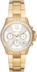 Michael Kors Everest Chronograph White Dial Gold Steel Strap Watch For Women - MK7212