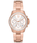 Michael Kors Everest Chronograph Silver Dial Rose Gold Steel Strap Watch For Women - MK7213