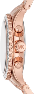 Michael Kors Everest Chronograph Silver Dial Rose Gold Steel Strap Watch For Women - MK7213