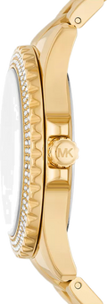 Michael Kors Everest Three Hand Mother of Pearl White Dial Gold Steel Strap Watch For Women - MK7401