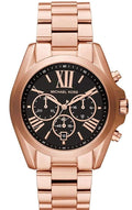 Michael Kors Bradshaw Black Dial Rose Gold Steel Strap Watch for Women - MK5854