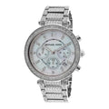 Michael Kors Parker Mother of Pearl Dial Diamonds Silver Steel Strap Watch for Women - MK5572