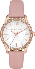 Michael Kors Layton Three-Hand White Dial Pink Leather Strap Watch for Women - MK2909