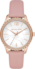 Michael Kors Layton Three-Hand White Dial Pink Leather Strap Watch for Women - MK2909