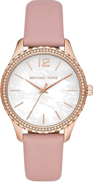 Michael Kors Layton Three-Hand White Dial Pink Leather Strap Watch for Women - MK2909
