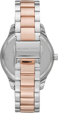 Michael Kors Layton Three Hand Mother of Pearl White Dial Two Tone Steel Strap Watch For Women - MK6849