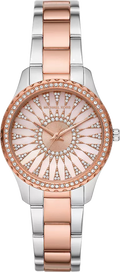 Michael Kors Layton Three Hand Pink Dial Two Tone Steel Strap Watch For Women - MK6894