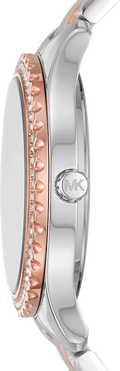 Michael Kors Layton Three Hand Pink Dial Two Tone Steel Strap Watch For Women - MK6894