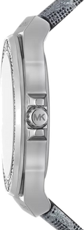 Michael Kors Lennox Quartz Black Dial Grey Leather Strap Watch For Women - MK7309