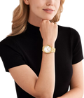 Michael Kors Lennox Three Hand Silver Dial Gold Steel Strap Watch For Women - MK7391