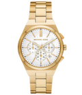 Michael Kors Lennox Chronograph White Dial Gold Steel Strap Watch For Men - MK9120