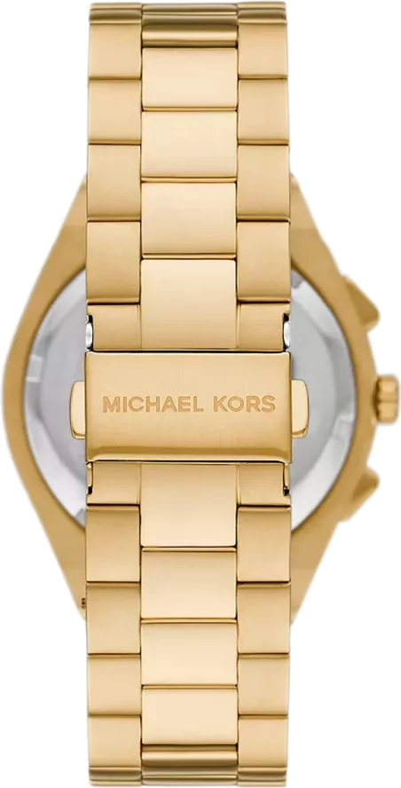Michael Kors Lennox Chronograph White Dial Gold Steel Strap Watch For Men - MK9120
