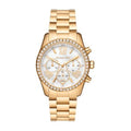 Michael Kors Lexington Mother of Pearl White Dial Gold Steel Strap Watch For Women - MK7241