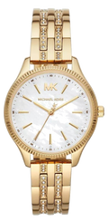 Michael Kors Lexington Three Hand White Dial Gold Steel Strap Watch For Women - MK4492