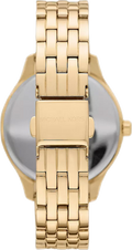 Michael Kors Lexington Three Hand White Dial Gold Steel Strap Watch For Women - MK4492