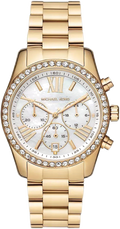 Michael Kors Lexington Mother of Pearl White Dial Gold Steel Strap Watch For Women - MK7241