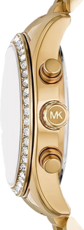 Michael Kors Lexington Chronograph Gold Dial Gold Steel Strap Watch For Women - MK7377