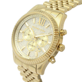 Michael Kors Lexington Chronograph Gold Dial Gold Steel Strap Watch For Men - MK8579