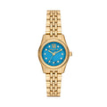 Michael Kors Lexington Three Hand Blue Dial Gold Steel Strap Watch for Women - MK4813
