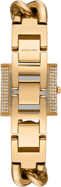 Michael Kors Chain Lock Pave Gold Dial Gold Steel Strap Watch For Women - MK4711