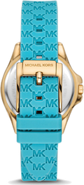 Michael Kors Mini Pilot Quartz Gold Dial Blue Silicone Strap Watch For Women - MK7374