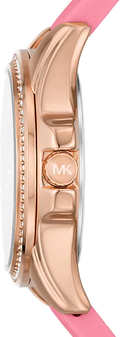 Michael Kors Mini Pilot Quartz Rose Gold Dial Pink Silicone Strap Watch For Women - MK7375