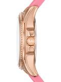 Michael Kors Mini Pilot Quartz Rose Gold Dial Pink Silicone Strap Watch For Women - MK7375