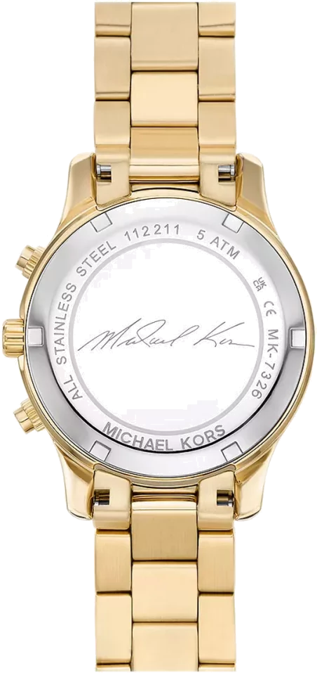 Michael Kors Runway Chronograph Gold Dial Gold Steel Strap Watch For Women - MK7326